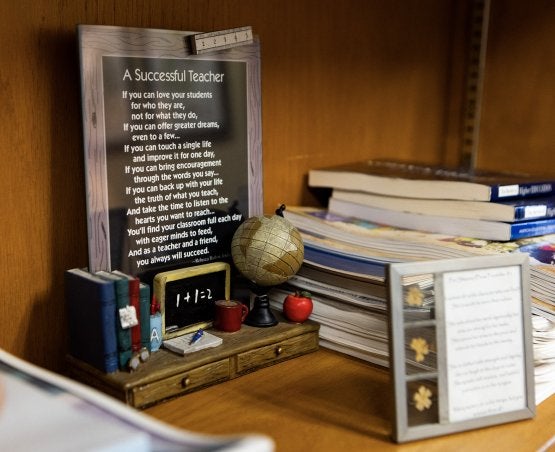 Mini chalkboard in Sharon Fries-Britt's office