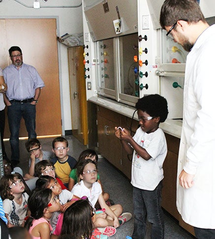 Children at the chemistry lab